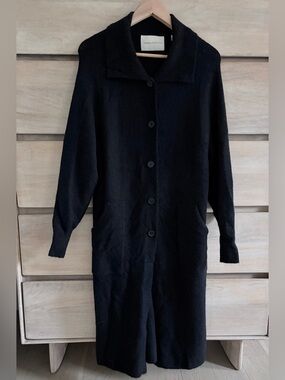 Aritzia Babaton Black Long Button-Front Cardigan Coat, XS